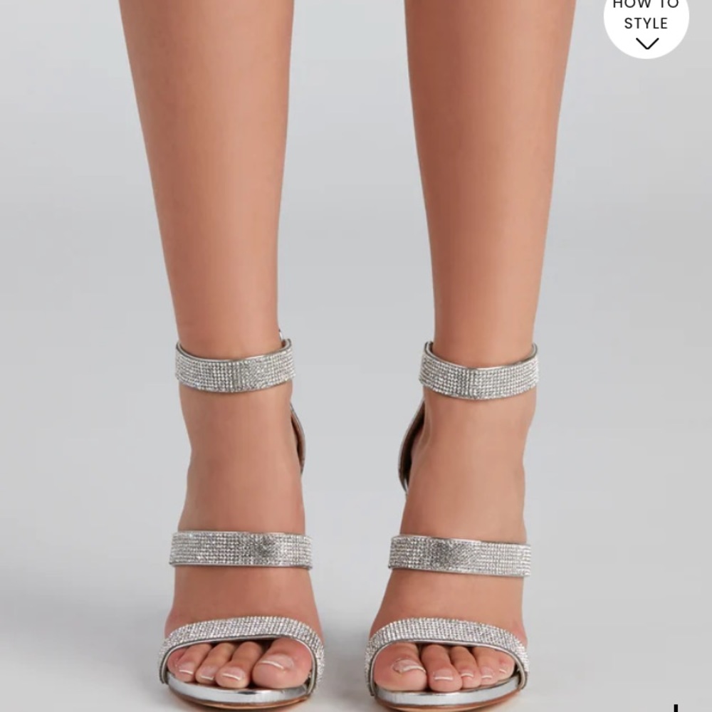 Sparkle Scene Rhinestone Chrome Block Heels - Picture 7 of 7
